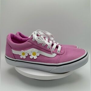 VANS Ward Pink Daisy Sneakers, Size 6 EUC